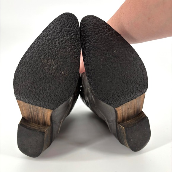 Vintage BATA Womens‎ Short Western Boots Sz 38 Gray Leather Star Cowgirl Cowboy - Picture 7 of 8